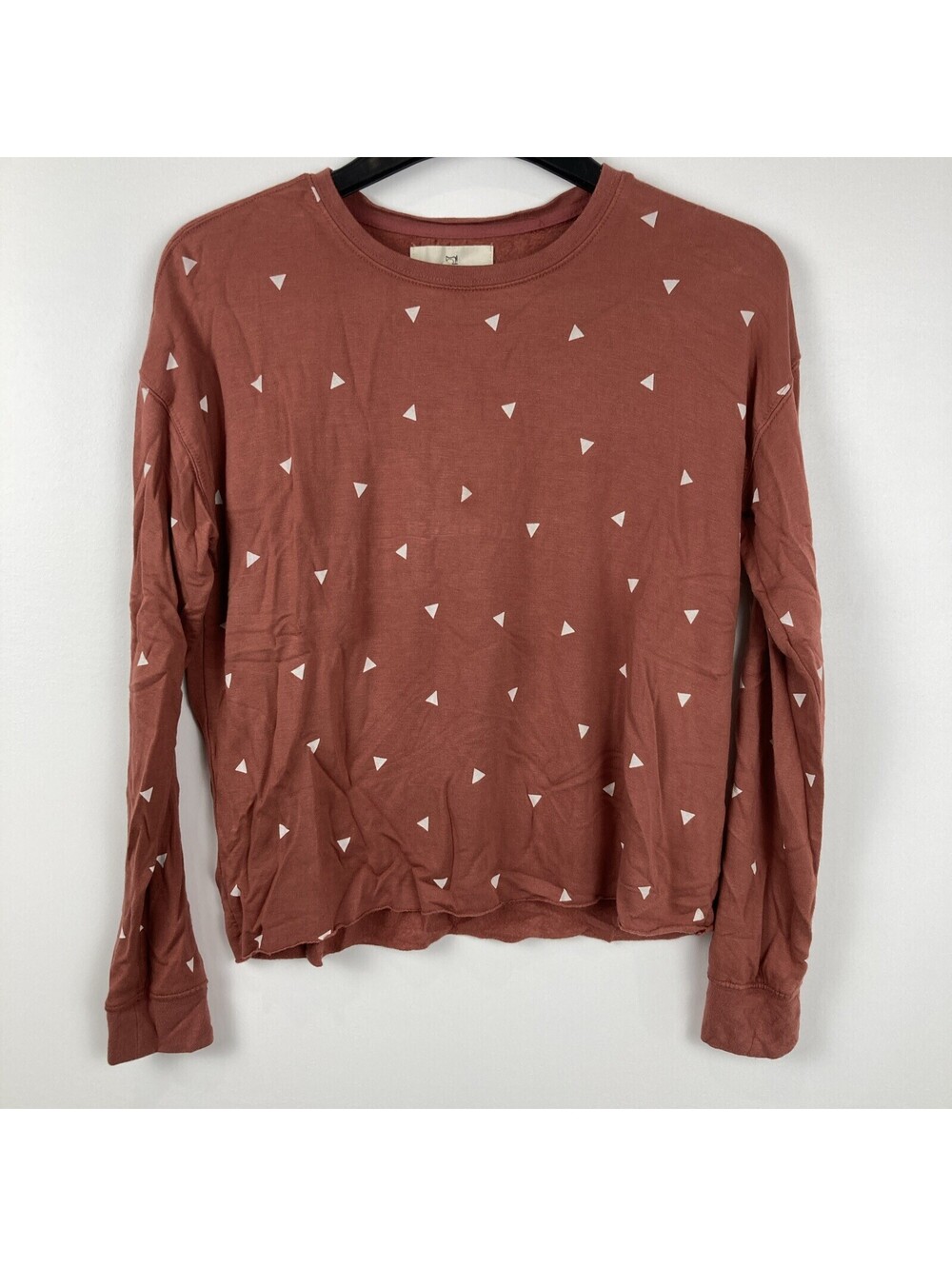 Thread & Supply Womens Size XS Rust Triangle Pattern Long Sleeve Crew Neck Shirt